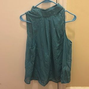 Sheer Blue High Neck Blouse